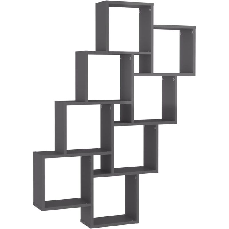 

vidaXL Estante de cubo de pared aglomerado 90x15x119cm gris brillante - Gris