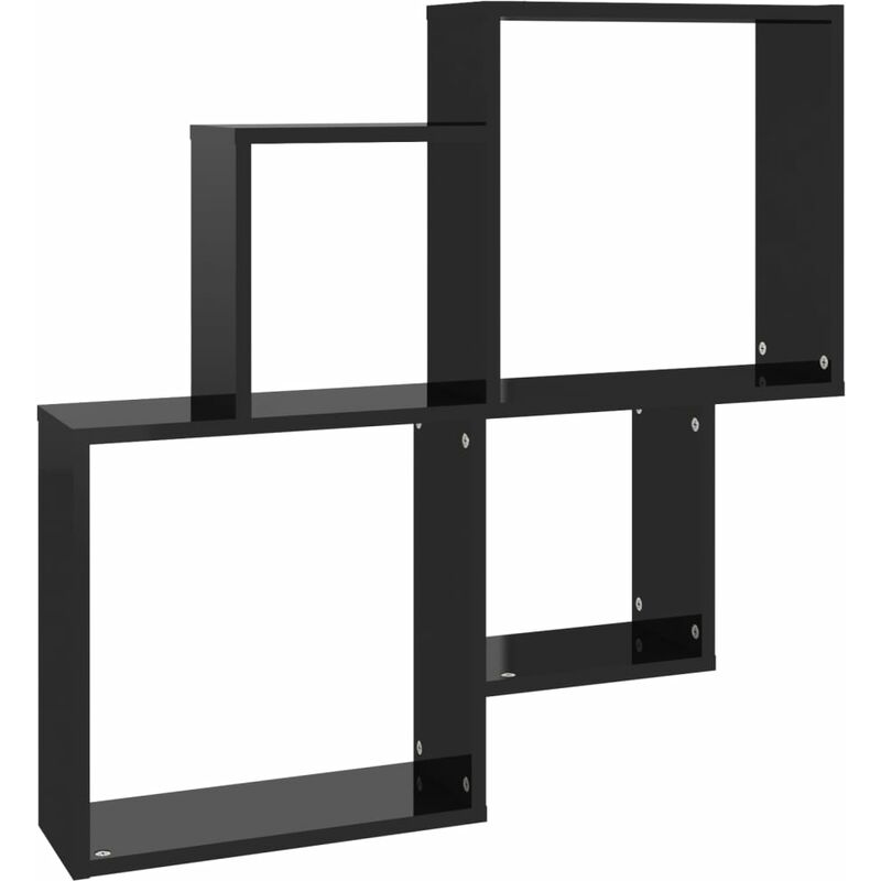 

vidaXL Estante de cubo de pared aglomerado 80x15x78,5cm negro brillante - Negro