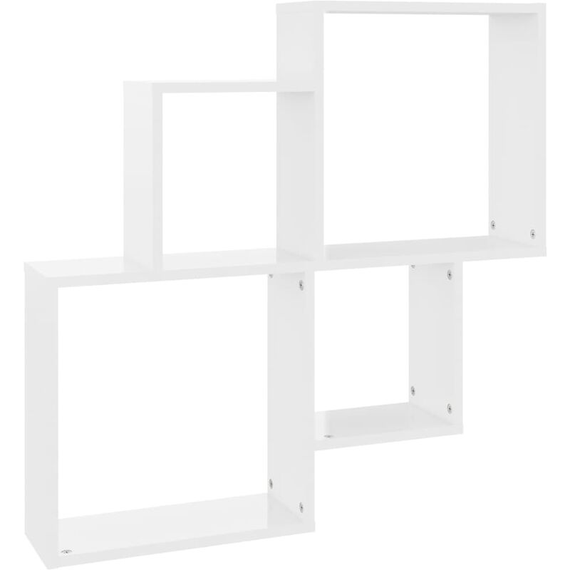 

vidaXL Estante de cubo de pared aglomerado 80x15x78,5cm blanco brillo - Blanco