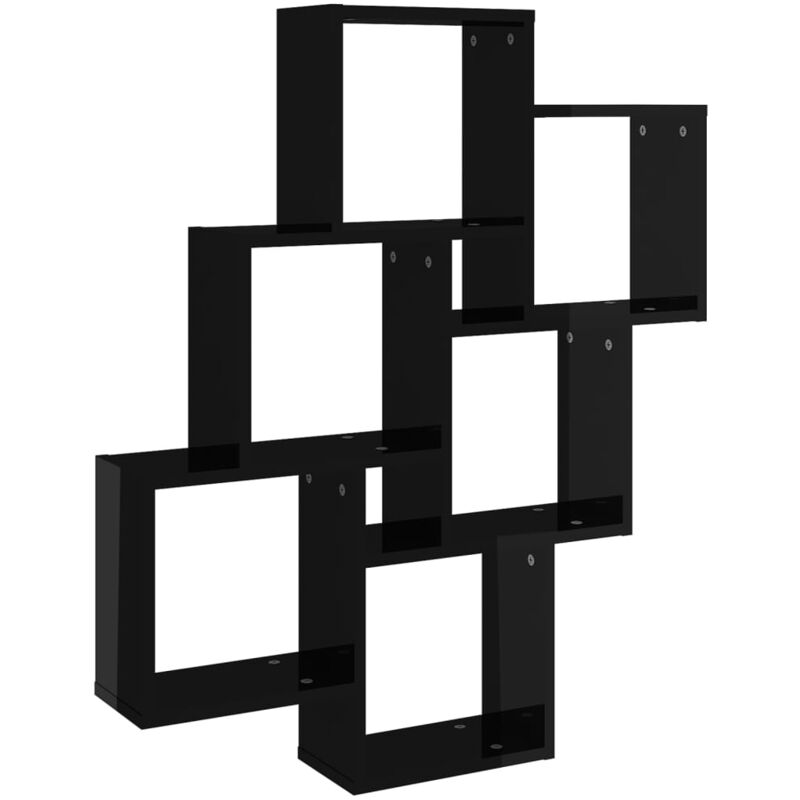 

vidaXL Estante de cubo de pared aglomerado 78x15x93cm negro brillante - Negro