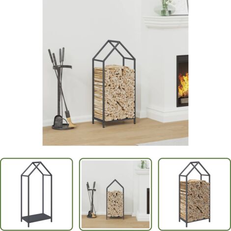 vidaXL Estante de leña -  Leñero antracita 40x25x90 cm Acero laminado en frío