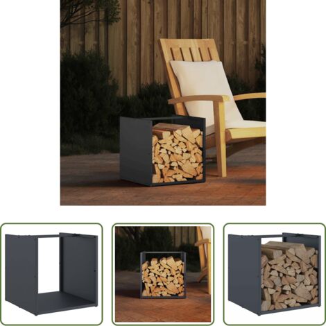 vidaXL Estante de leña -  Leñero antracita 40x40x40 cm Acero laminado en frío