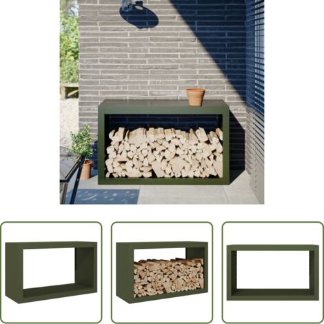 vidaXL Estante de leña -  Leñero de acero verde 100x40x80 cm