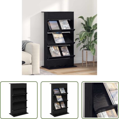vidaXL Estante de libros -  Estante de revistas con estante Roble Negro 70 x 41 x 126 cm