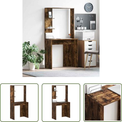 vidaXL Estante de madera -  Escritorio con estante Roble ahumado 78,5 x 37 x 154,5 cm