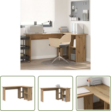 vidaXL Estante de madera -  Escritorio con estante Roble artesanal 142 x 102 x 73 cm