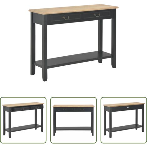 vidaXL Estante de madera -  Mesa consola de madera negro 110x35x80 cm