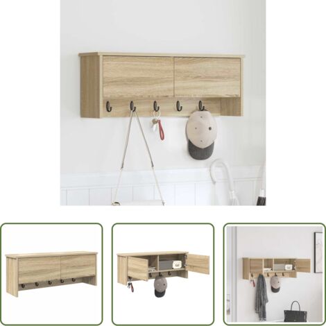 vidaXL Estante de madera -  Perchero de pared con estante Roble Sonoma 80 x 20 x 30 cm