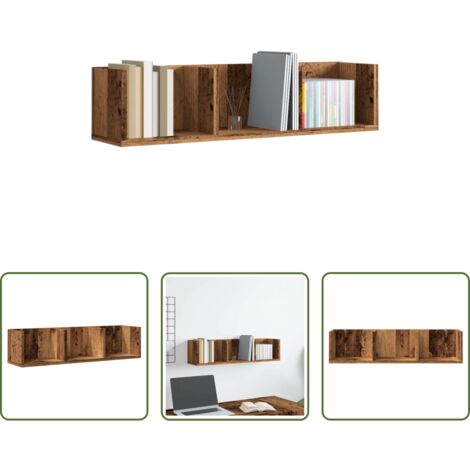 vidaXL Estante de música -  Estante de pared de CD madera ingeniería envejecida 75x18x18 cm