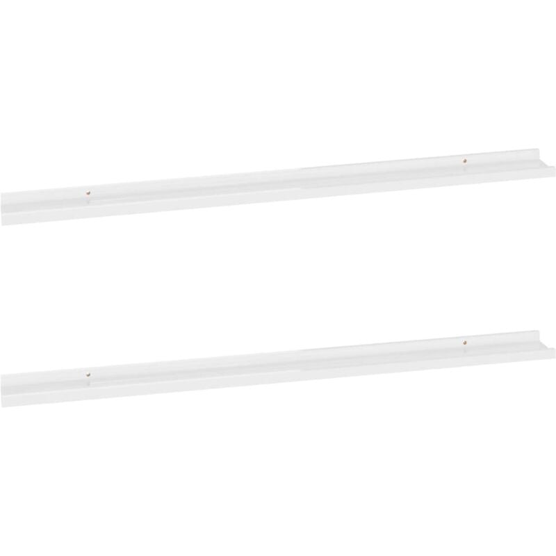 

vidaXL Estantes de pared 2 unidades blanco brillante 115x9x3 cm - Blanco