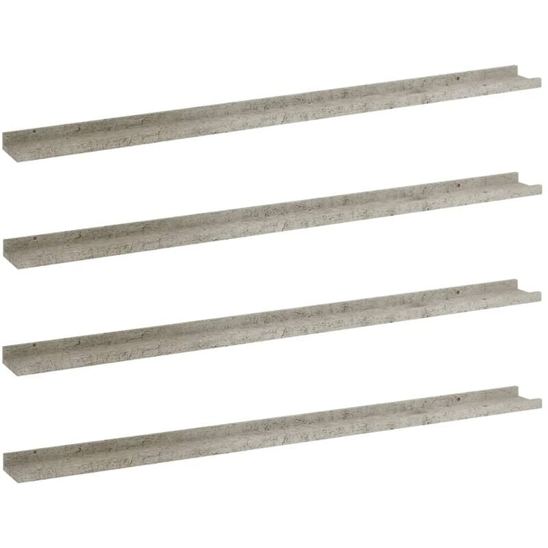 

vidaXL Estantes de pared 4 unidades gris hormigón 115x9x3 cm - Gris
