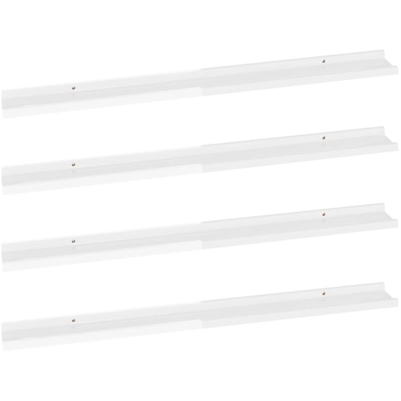 

vidaXL Estantes de pared 4 unidades blanco brillante 100x9x3 cm - Blanco