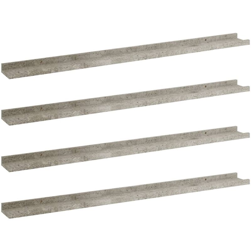 

vidaXL Estantes de pared 4 unidades gris hormigón 100x9x3 cm - Gris