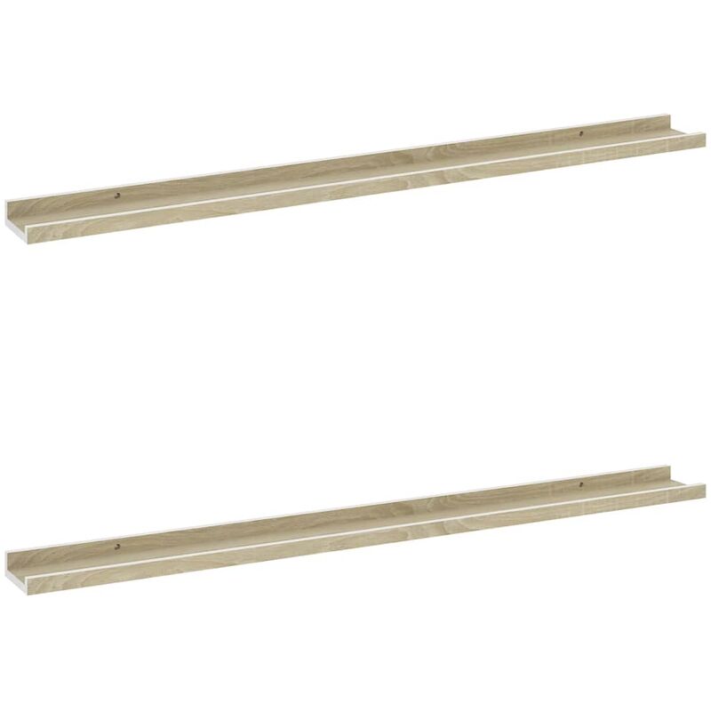 

vidaXL Estantes de pared 2 unidades blanco y roble Sonoma 100x9x3 cm - Blanco