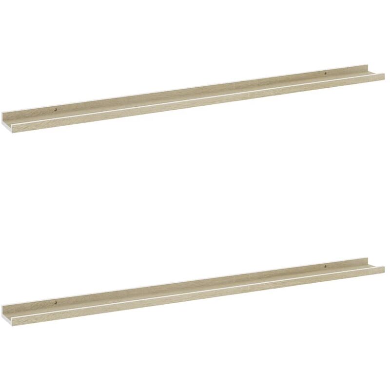 

vidaXL Estantes de pared 2 unidades blanco y roble Sonoma 115x9x3 cm - Blanco