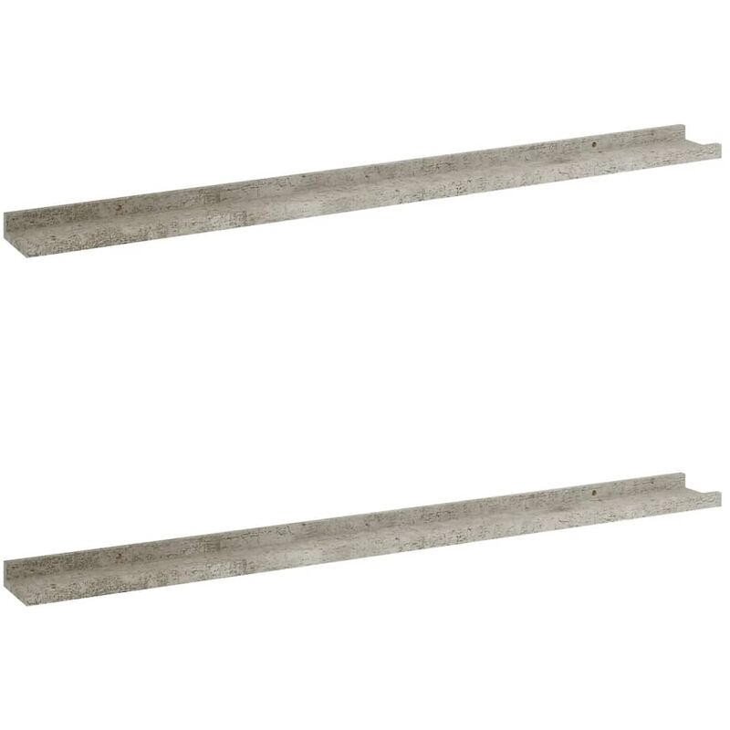 

vidaXL Estantes de pared 2 unidades gris hormigón 100x9x3 cm - Gris