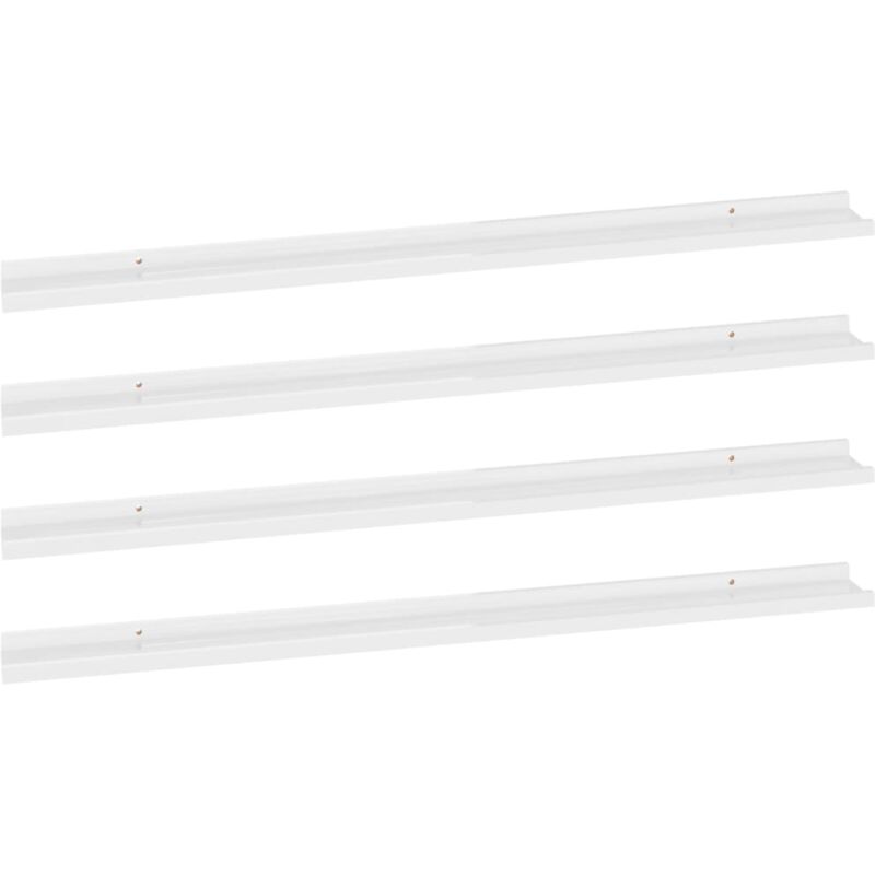 

vidaXL Estantes de pared 4 unidades blanco brillante 115x9x3 cm - Blanco