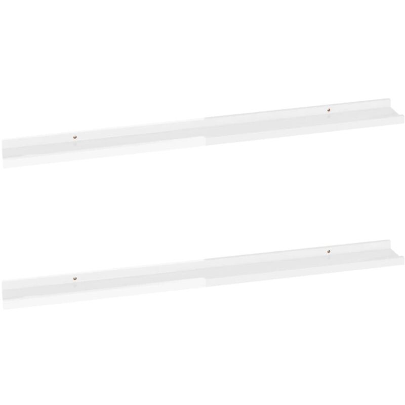 

vidaXL Estantes de pared 2 unidades blanco brillante 100x9x3 cm - Blanco