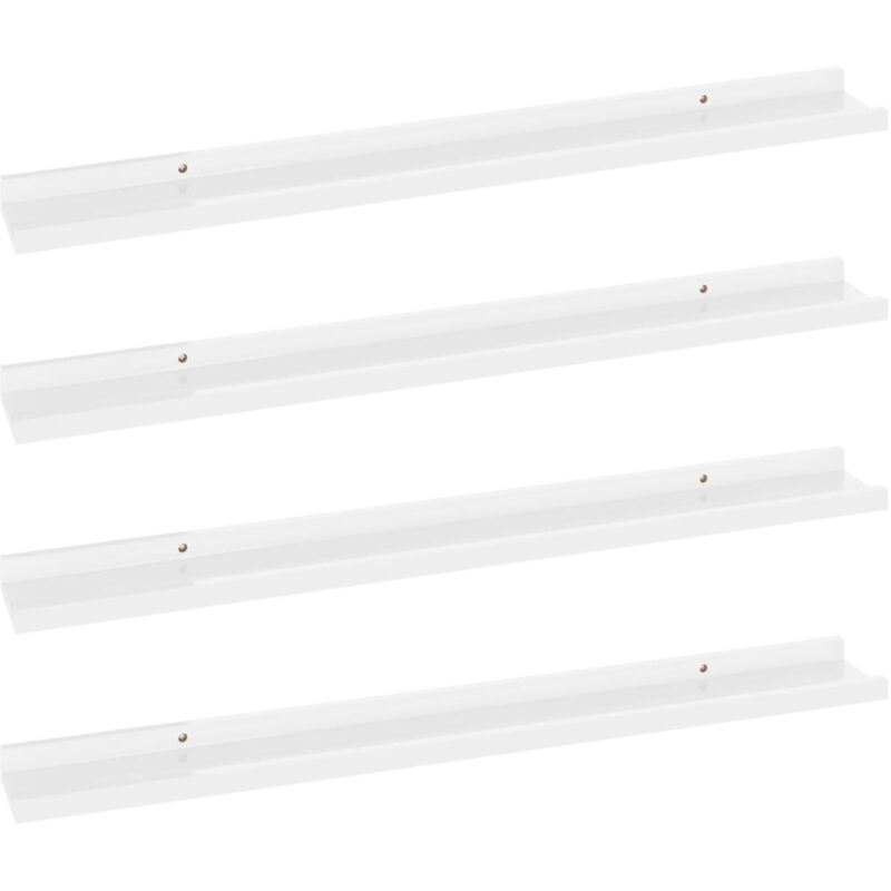 

vidaXL Estantes de pared 4 unidades blanco brillante 80x9x3 cm - Blanco