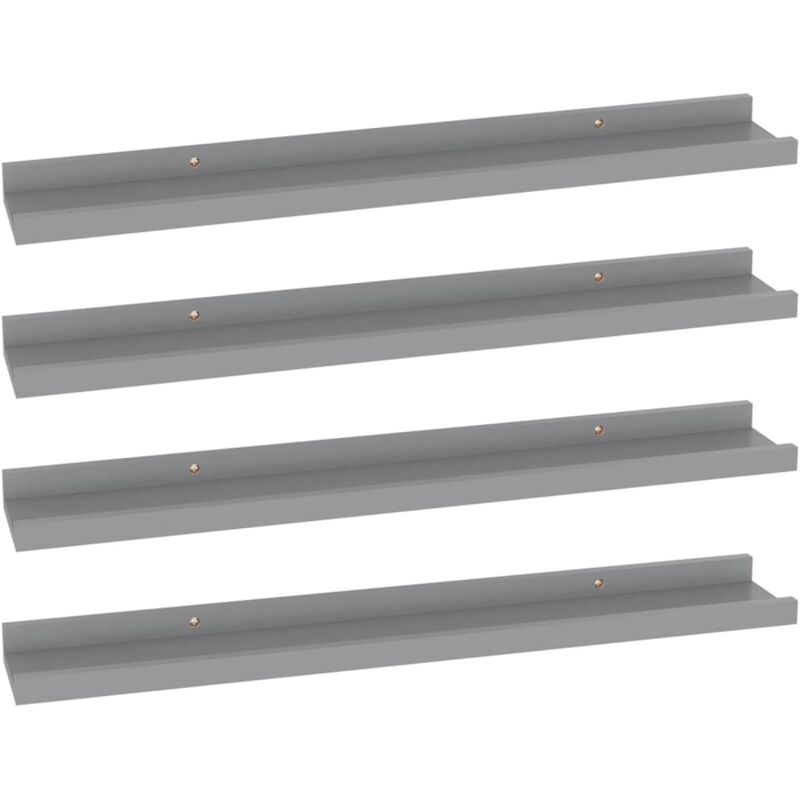 

vidaXL Estantes de pared 4 unidades gris 60x9x3 cm - Gris