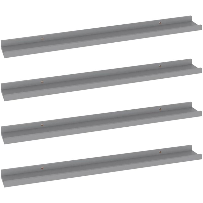 

vidaXL Estantes de pared 4 unidades gris 80x9x3 cm - Gris