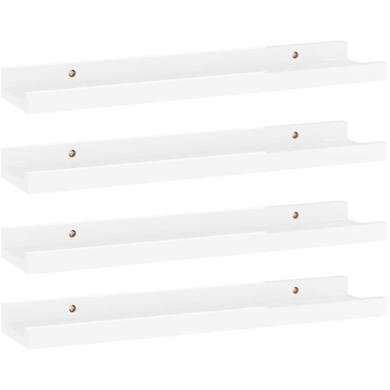 

vidaXL Estantes de pared 4 unidades blanco brillante 40x9x3 cm - Blanco