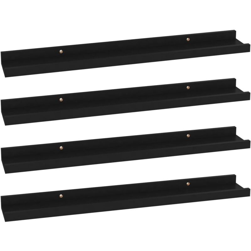 

vidaXL Estantes de pared 4 unidades negro 60x9x3 cm - Negro