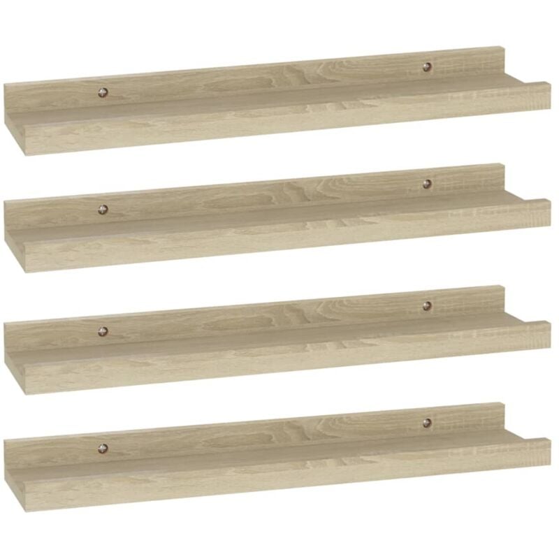 

vidaXL Estantes de pared 4 unidades color roble Sonoma 40x9x3 cm - Marrón