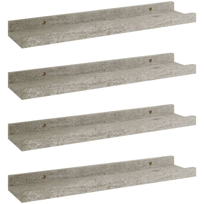 

vidaXL Estantes de pared 4 unidades gris hormigón 40x9x3 cm - Gris