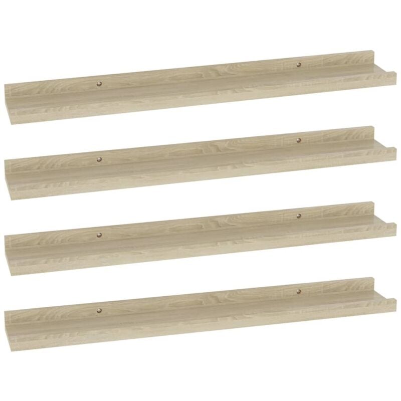 

vidaXL Estantes de pared 4 unidades color roble Sonoma 60x9x3 cm - Marrón