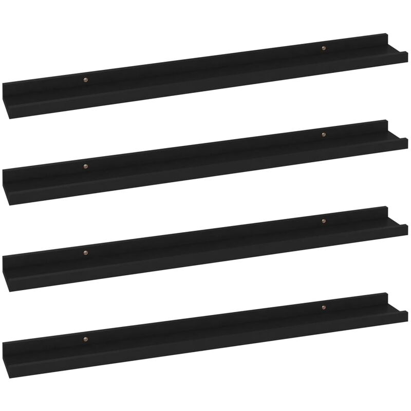 

vidaXL Estantes de pared 4 unidades negro 80x9x3 cm - Negro