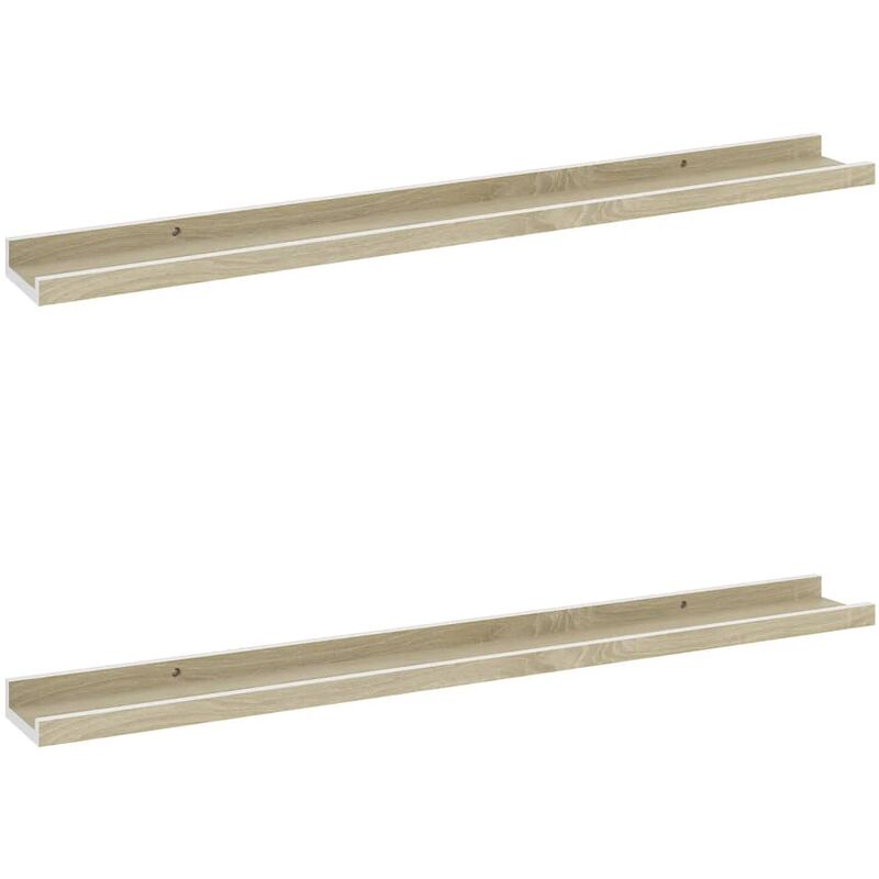 

vidaXL Estantes de pared 2 unidades blanco y roble Sonoma 80x9x3 cm - Blanco