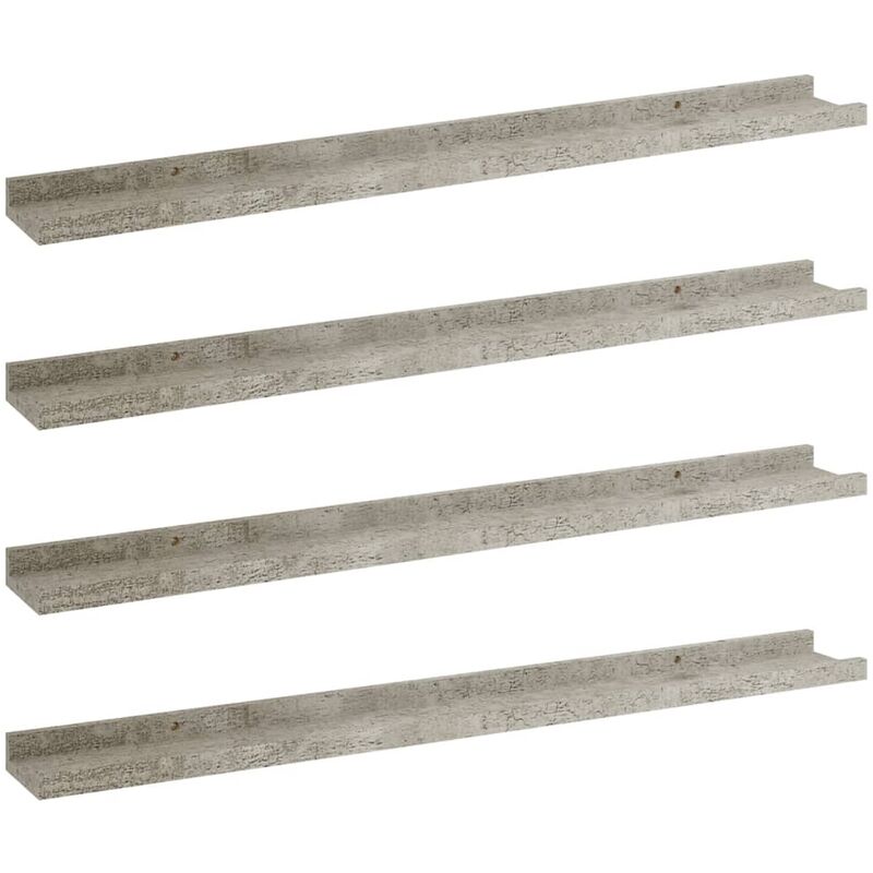 

vidaXL Estantes de pared 4 unidades gris hormigón 80x9x3 cm - Gris