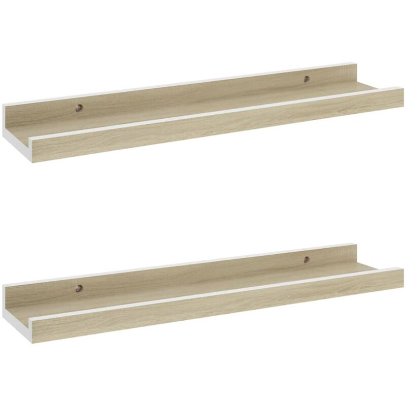 

vidaXL Estantes de pared 2 unidades blanco y roble Sonoma 40x9x3 cm - Blanco