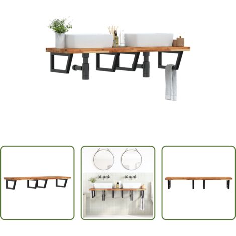 vidaXL Estante de pared -  Estante de lavabo de pared acero y madera maciza de acacia