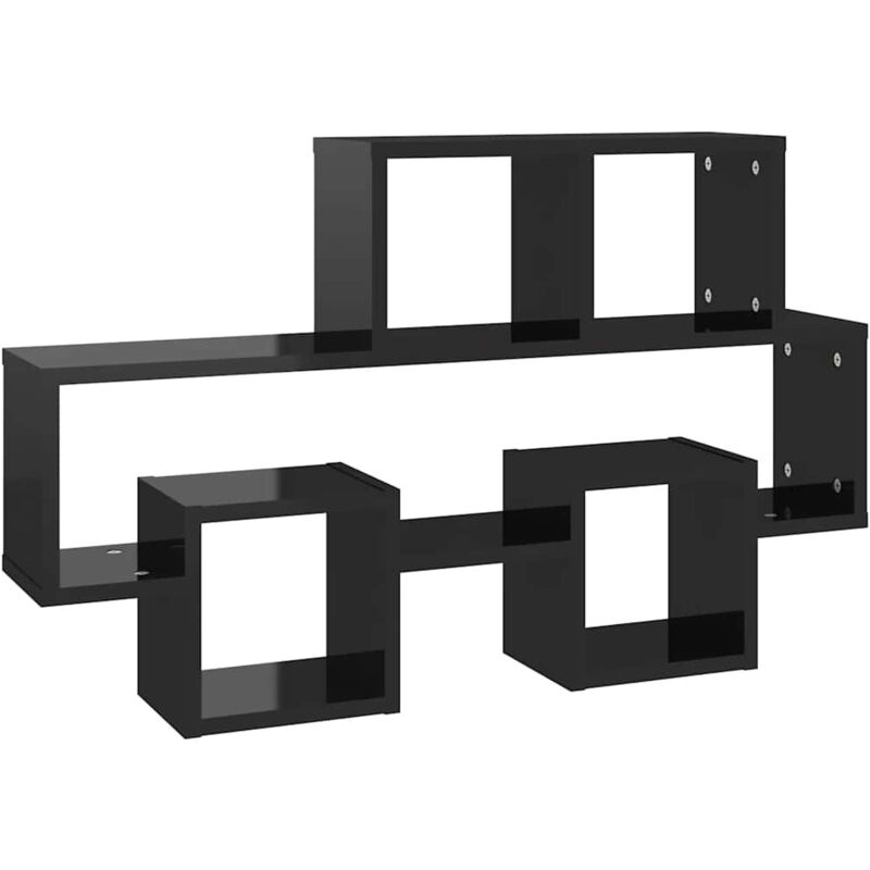 

vidaXL Estante pared forma coche aglomerado 82x15x51cm negro brillo - Negro
