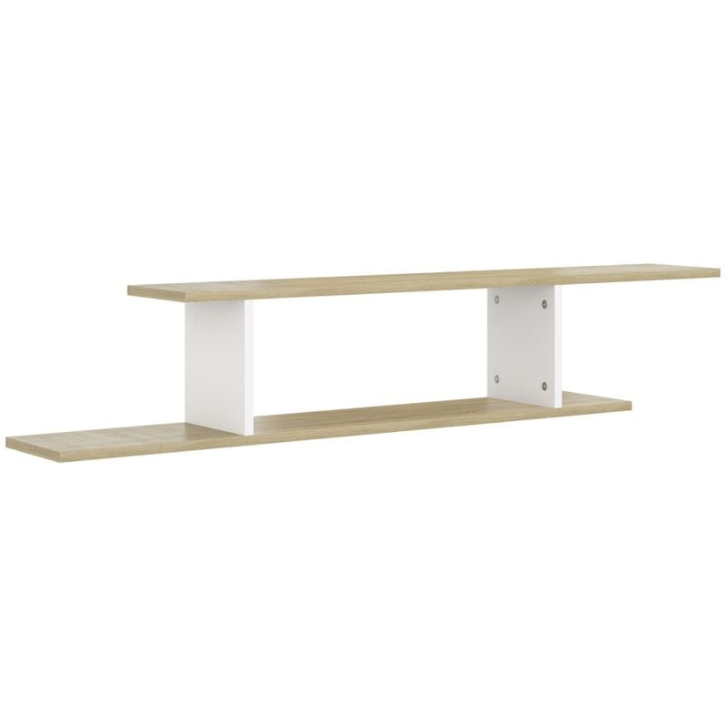 

vidaXL Estante de pared para TV aglomerado 125x18x23 cm blanco y Sonoma - Blanco