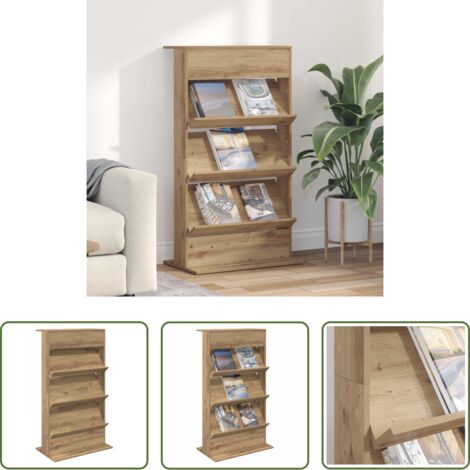 vidaXL Estante de revistas artesanal -  Estante de revistas Roble artesanal 70 x 41 x 126 cm