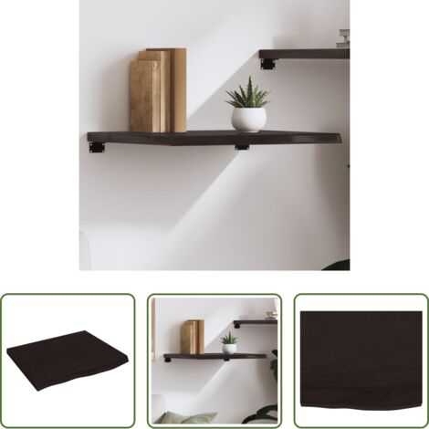 vidaXL Estante de roble -  Estante pared madera roble tratada marrón oscuro 60x50x(2-4) cm