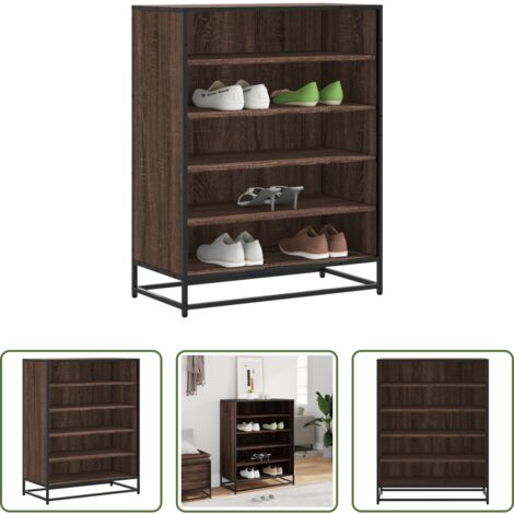 vidaXL Estante decorativo -  Zapatero de madera y metal marrón roble 75x38x97,5 cm