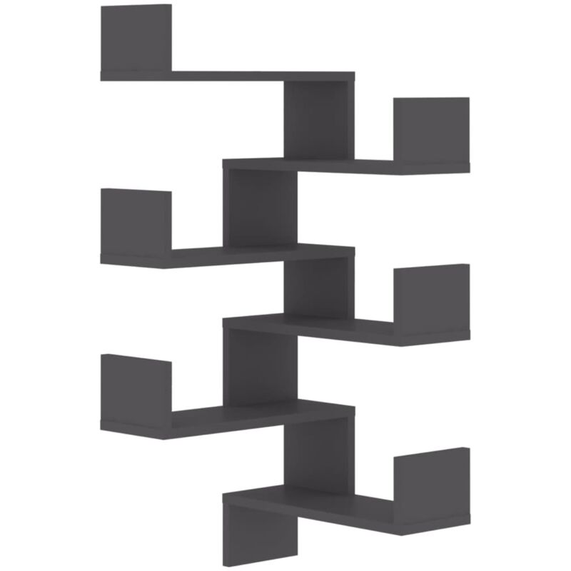 

vidaXL Estante de esquina pared aglomerado 40x40x50 cm 2 uds gris - Gris
