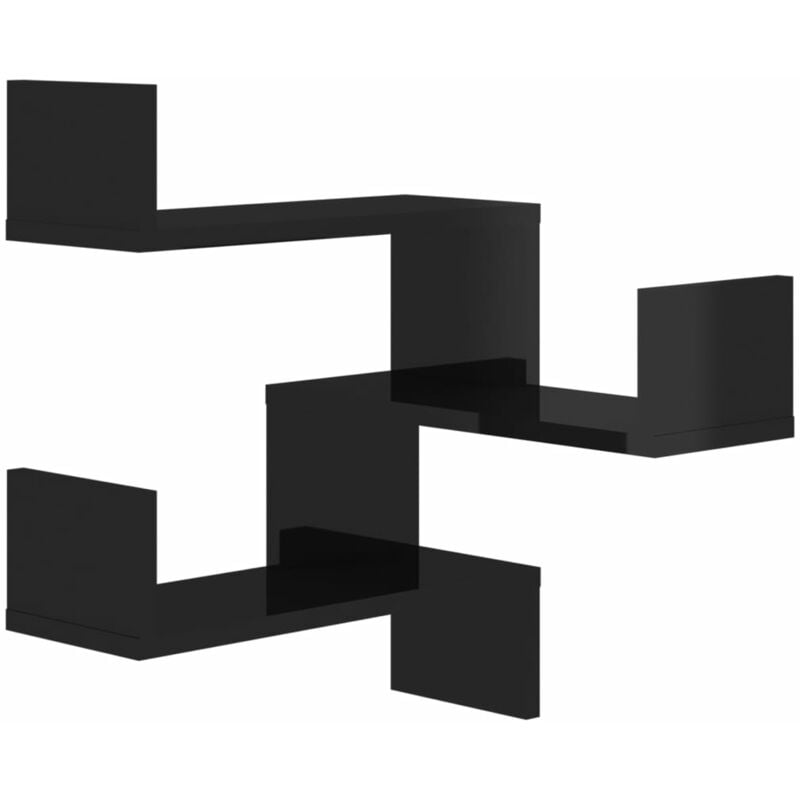 

vidaXL Estante de esquina pared aglomerado 40x40x50 cm negro brillo - Negro