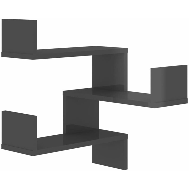 

vidaXL Estante de esquina pared aglomerado 40x40x50 cm gris brillo - Gris
