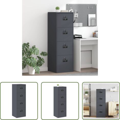 vidaXL Estante extraíble -  Mueble archivador con cajón Antracita 45,5 x 42 x 139 cm