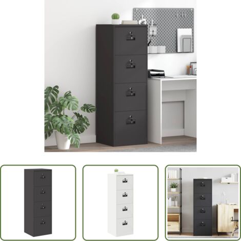 vidaXL Estante extraíble -  Mueble archivador con cajón Geométrico Negro 45,5 x 42 x 139 cm