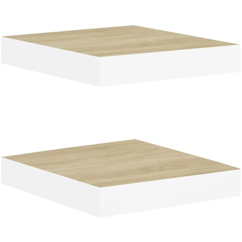 

vidaXL Estantes flotantes de pared roble y blancoMDF 23x23,5x3,8 cm 2 uds - Blanco