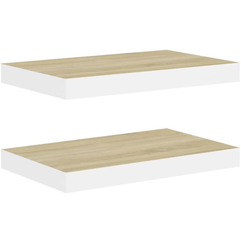 

vidaXL Estantes flotantes de pared roble y blanco MDF40x23x3,8 cm 2 uds - Blanco