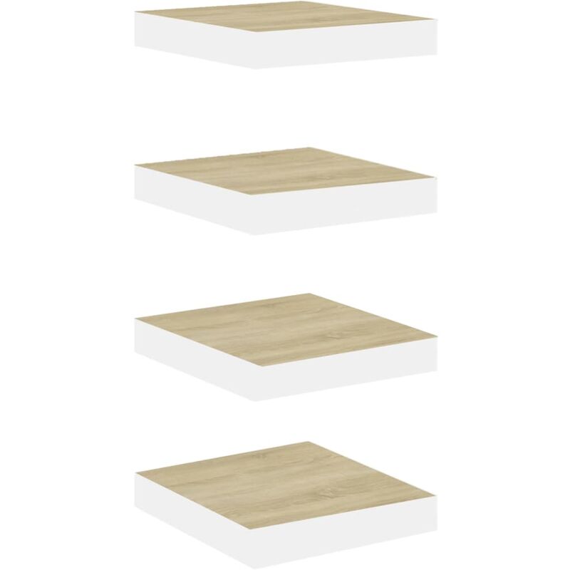 

vidaXL Estantes flotantes de pared roble y blancoMDF 23x23,5x3,8 cm 4 uds - Blanco