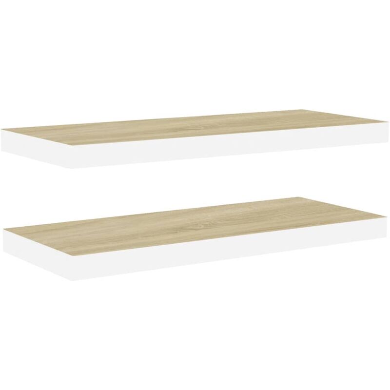 

vidaXL Estantes flotantes de pared roble y blancoMDF 80x23,5x3,8 cm 2 uds - Blanco