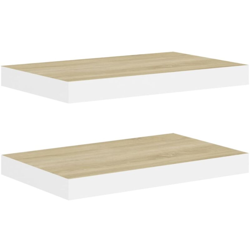 

vidaXL Estantes flotantes de pared roble y blanco MDF50x23x3,8 cm 2 uds - Blanco